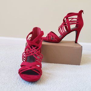 NWOT Impo Red Strappy Stretch 4 Inch Heels Women Size 9.5